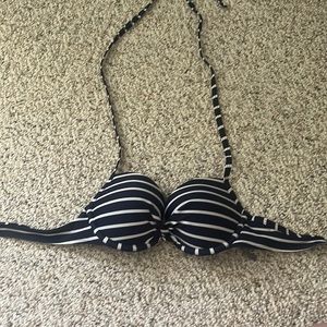 Navy striped cup bikini top